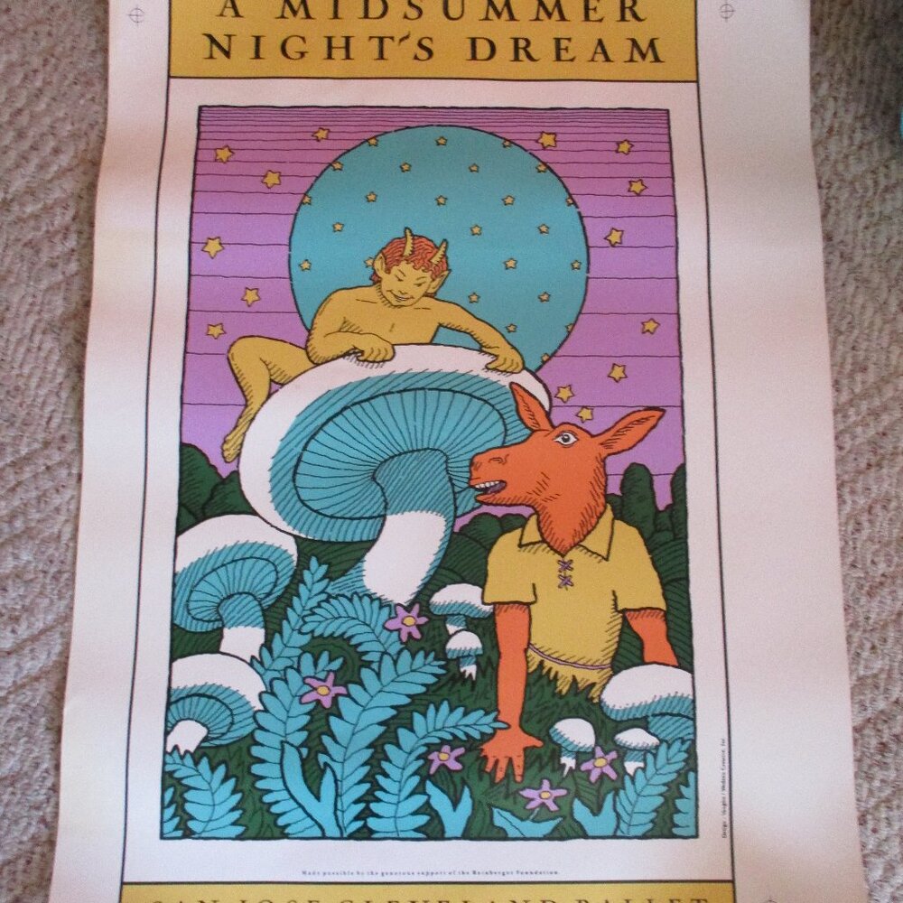 Vtg Bass Master San Jose Cleveland Ballet 'A Midsummer Night's Dream' Poster
